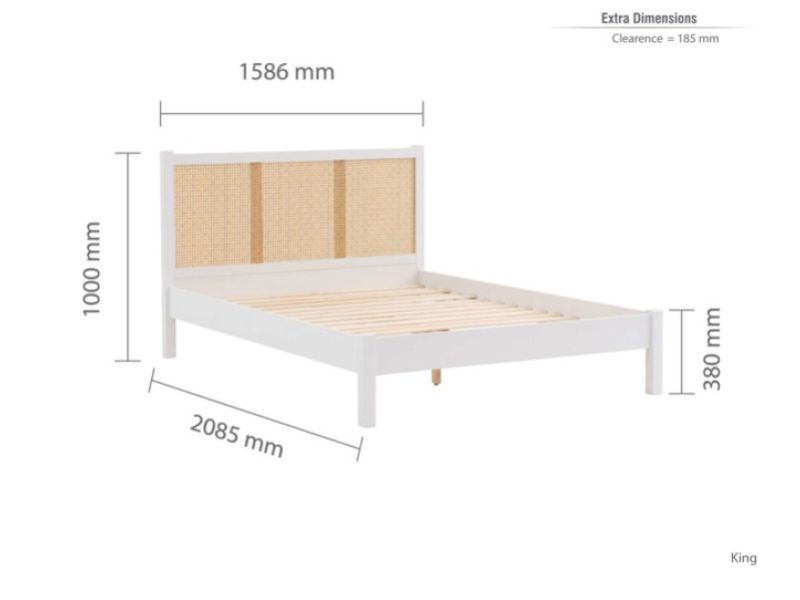 Birlea Croxley Rattan And White Finish 5ft Kingsize Bed Frame