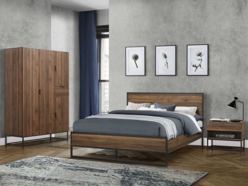 Birlea Houston 4ft Small Double Metal And Wooden Walnut Finish Bed Frame