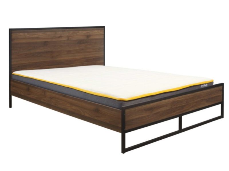 Birlea Houston 4ft Small Double Metal And Wooden Walnut Finish Bed Frame