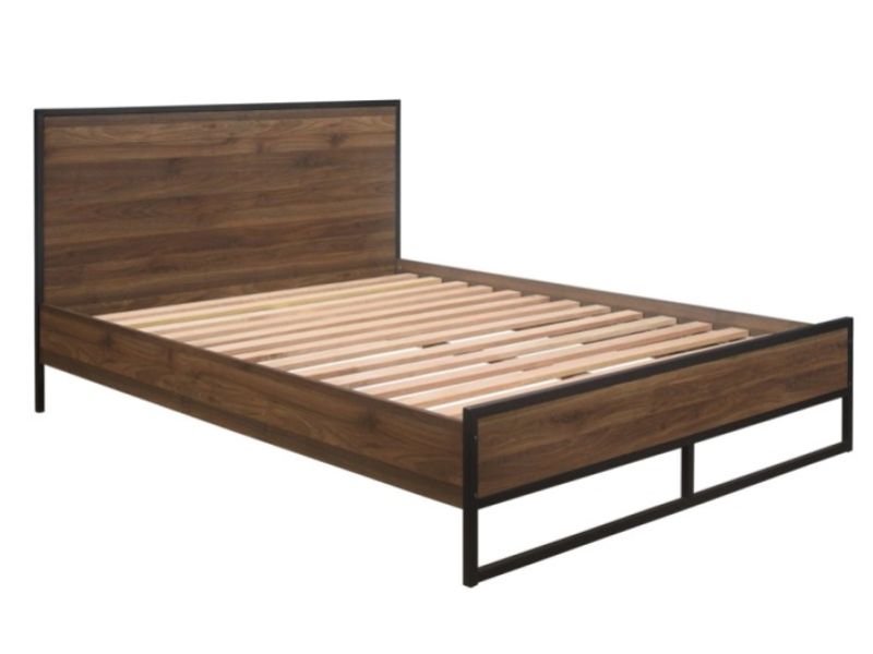 Birlea Houston 4ft Small Double Metal And Wooden Walnut Finish Bed Frame