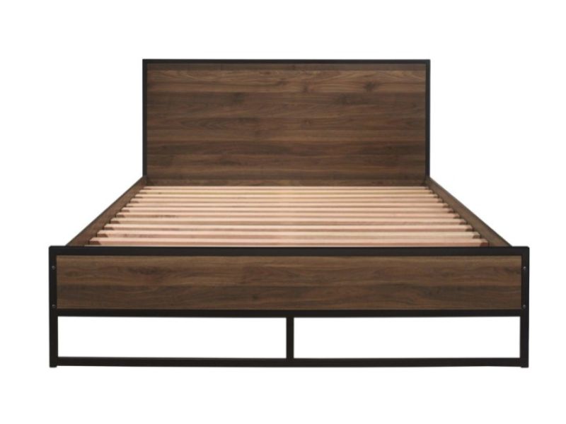 Birlea Houston 4ft6 Double Metal And Wooden Walnut Finish Bed Frame