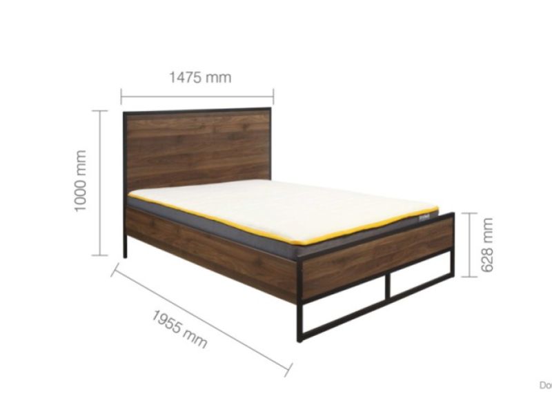 Birlea Houston 4ft6 Double Metal And Wooden Walnut Finish Bed Frame