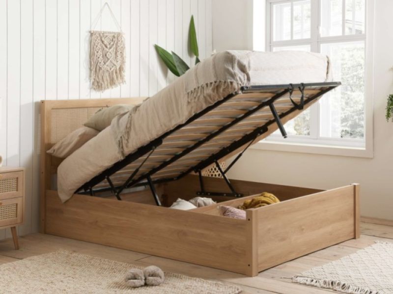 Birlea Croxley Rattan And Oak Finish 5ft Kingsize Ottoman Bed Frame
