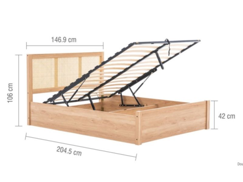 Birlea Croxley Rattan And Oak Finish 4ft6 Double Ottoman Bed Frame