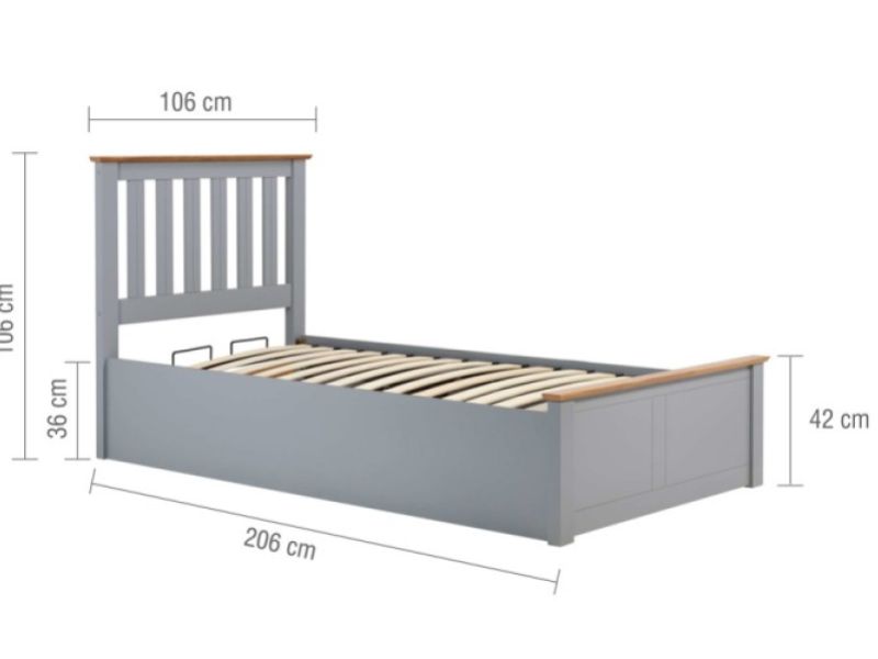 Birlea Phoenix 3ft Single Stone Grey Ottoman Lift Wooden Bed Frame