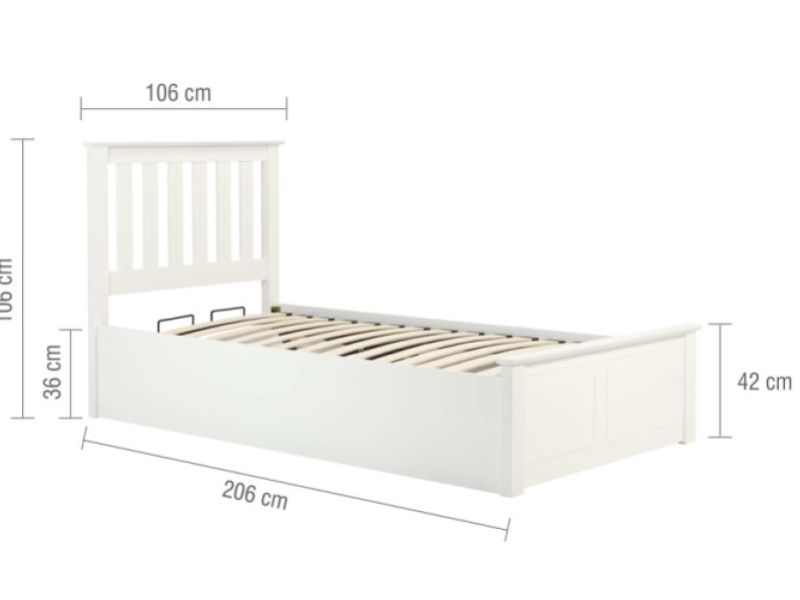 Birlea Phoenix 3ft Single White Ottoman Lift Wooden Bed Frame