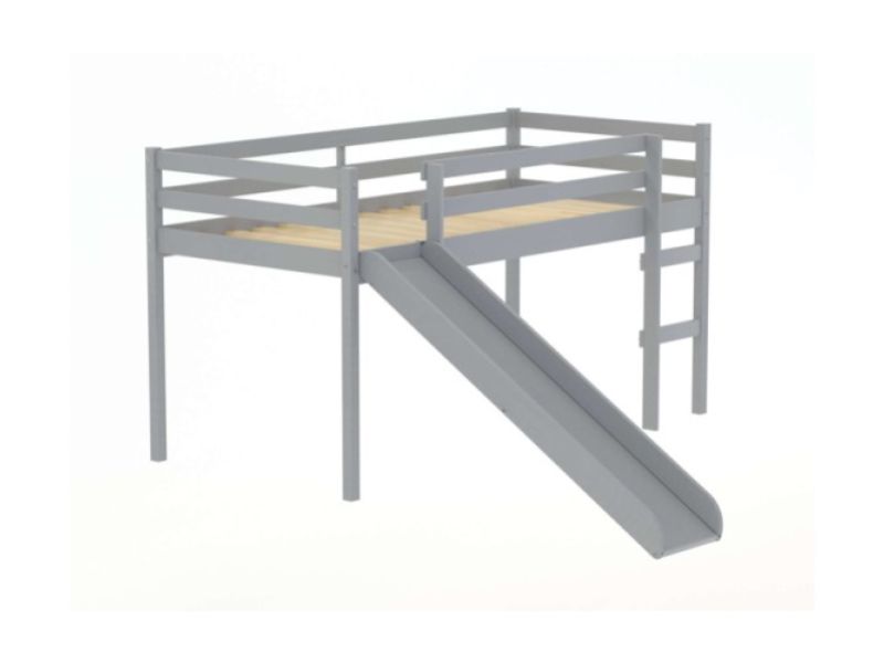Birlea Frankie 3ft Single Grey Wooden Midsleeper Bed With Slide