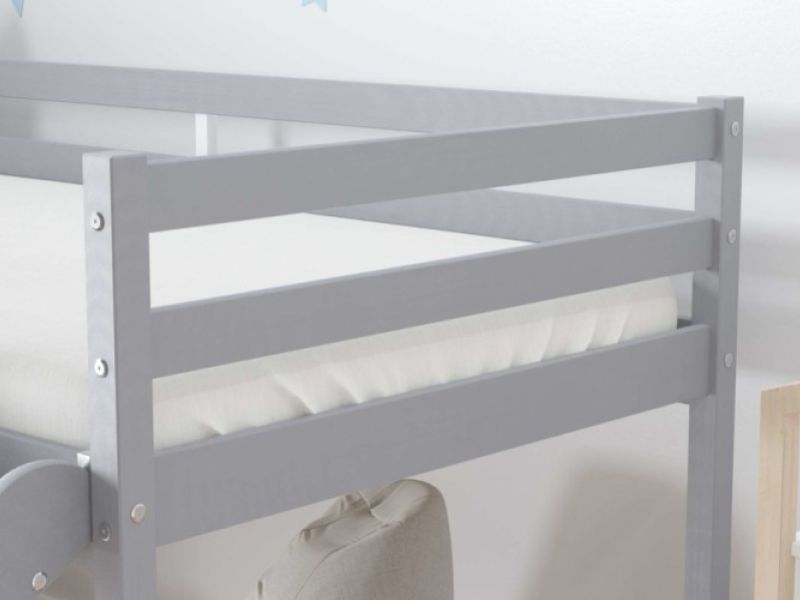Birlea Frankie 3ft Single Grey Wooden Midsleeper Bed With Slide