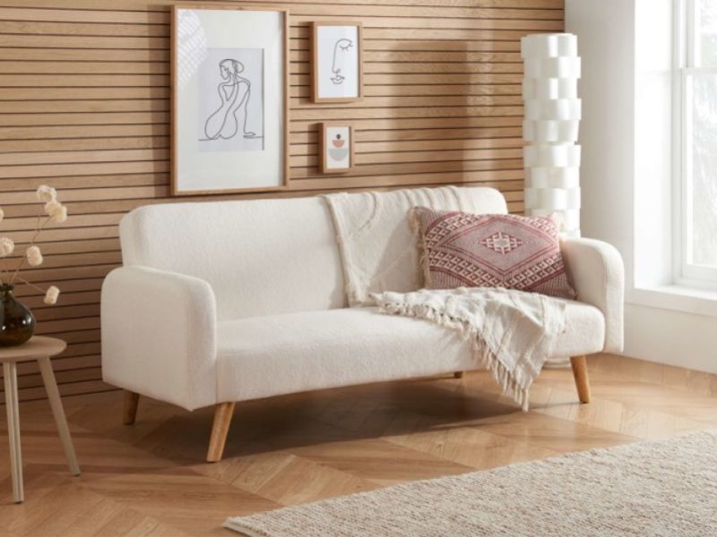 Birlea Micah White Boucle Teddy Fabric Sofa Bed