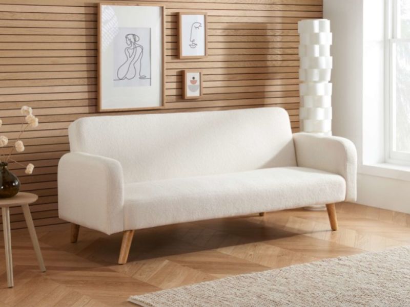 Birlea Micah White Boucle Teddy Fabric Sofa Bed