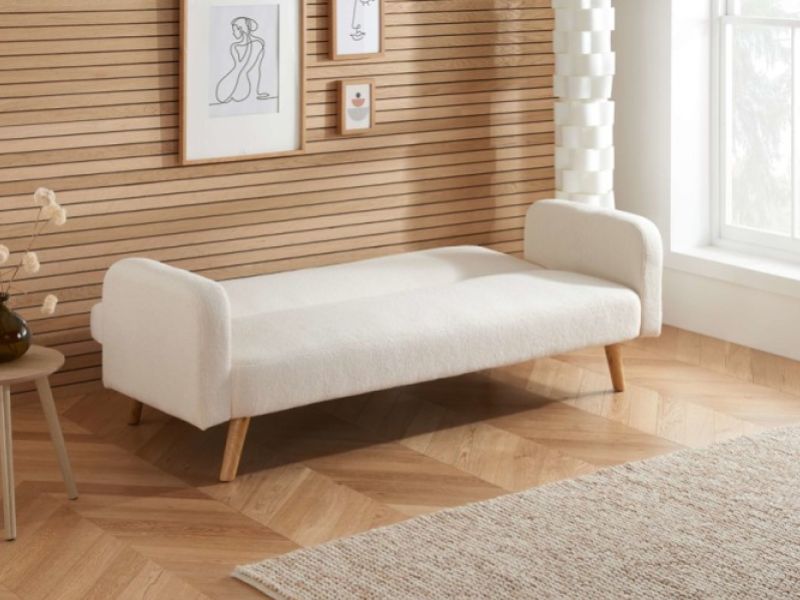 Birlea Micah White Boucle Teddy Fabric Sofa Bed