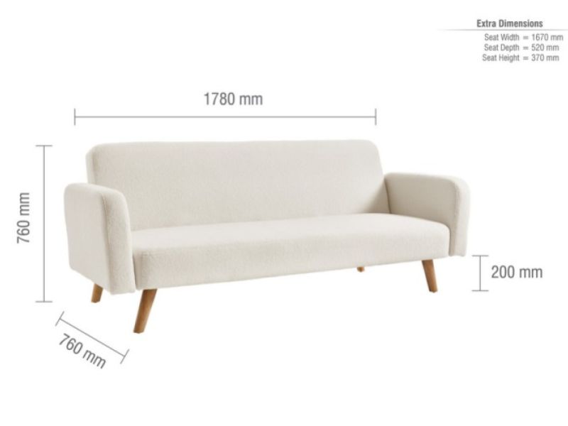 Birlea Micah White Boucle Teddy Fabric Sofa Bed