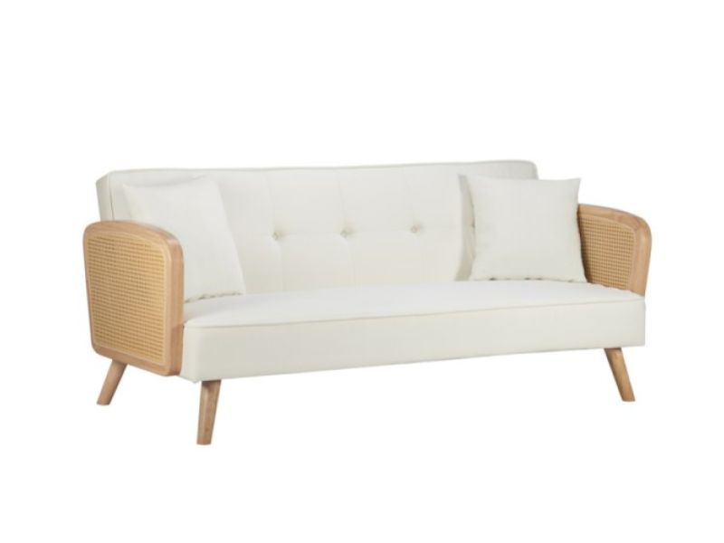 Birlea Mila Rattan And White Fabric Sofa Bed