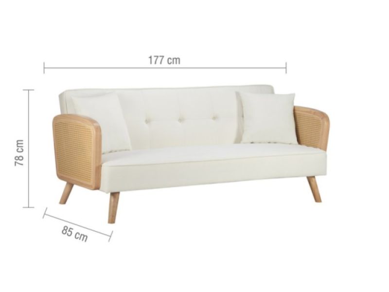 Birlea Mila Rattan And White Fabric Sofa Bed