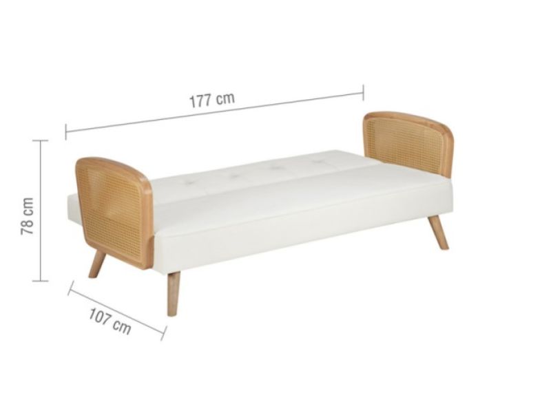 Birlea Mila Rattan And White Fabric Sofa Bed