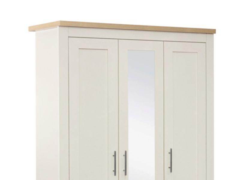Birlea Highgate Cream And Oak Finish 3 Door Wardrobe With Mirror