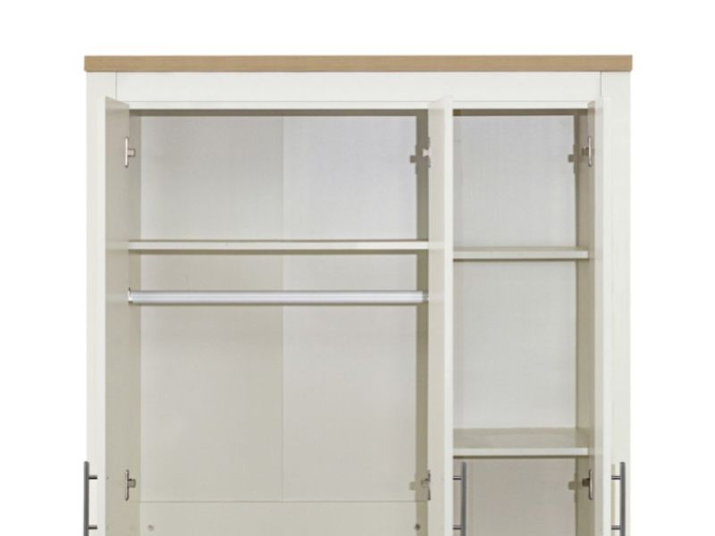 Birlea Highgate Cream And Oak Finish 3 Door Wardrobe With Mirror
