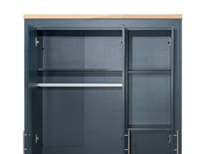 Birlea Highgate Navy Blue And Oak Finish 3 Door Wardrobe With Mirror