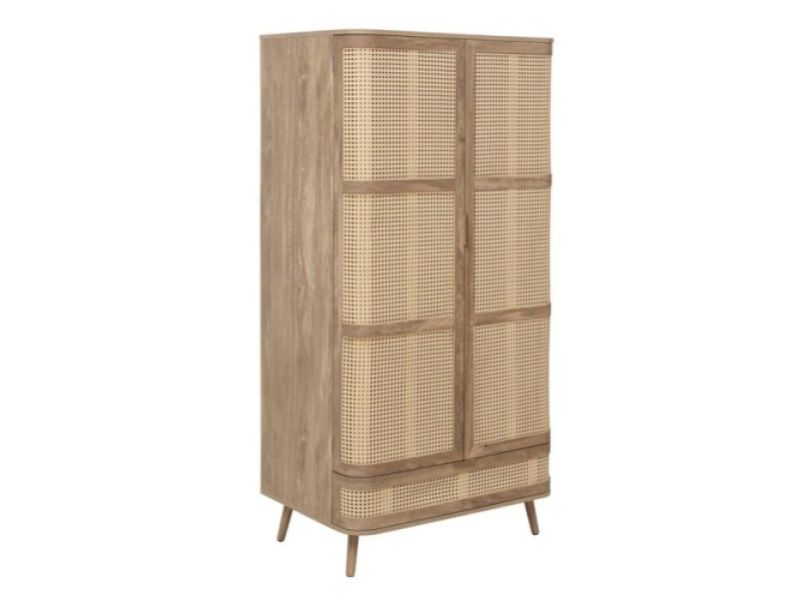 Birlea Noah Rattan 2 Door 1 Drawer Wardrobe