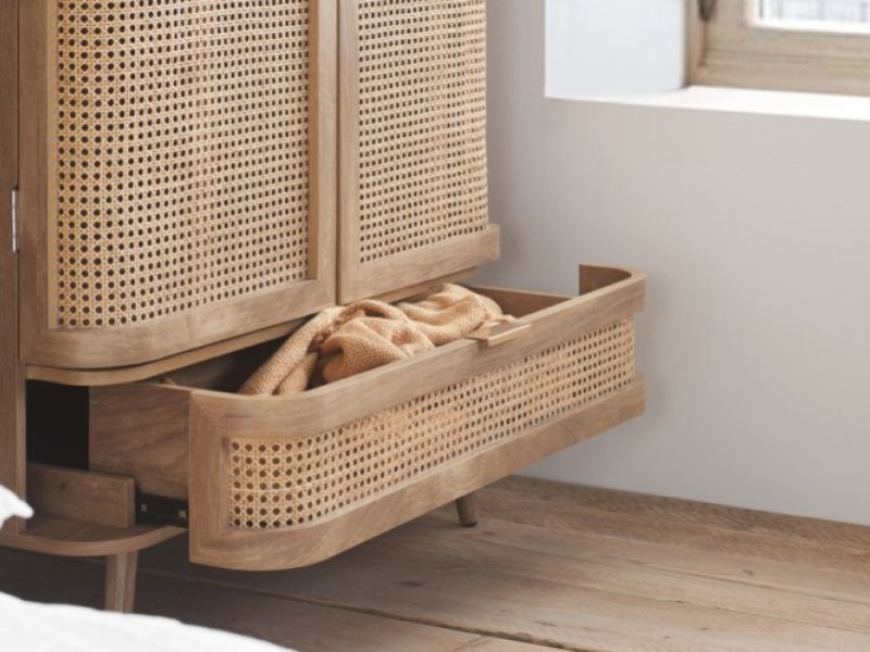 Birlea Noah Rattan 2 Door 1 Drawer Wardrobe