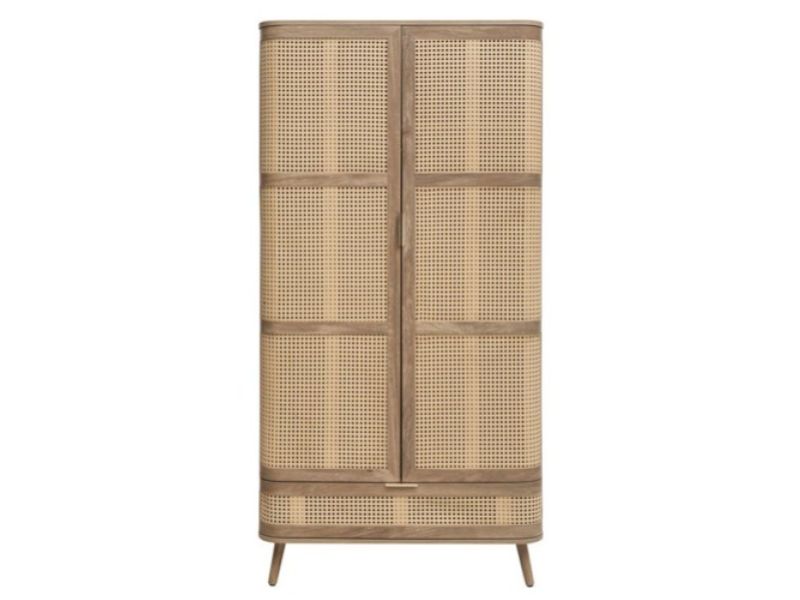 Birlea Noah Rattan 2 Door 1 Drawer Wardrobe
