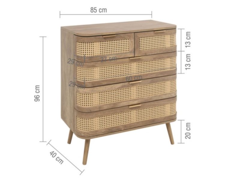 Birlea Noah Rattan 5 Drawer Chest
