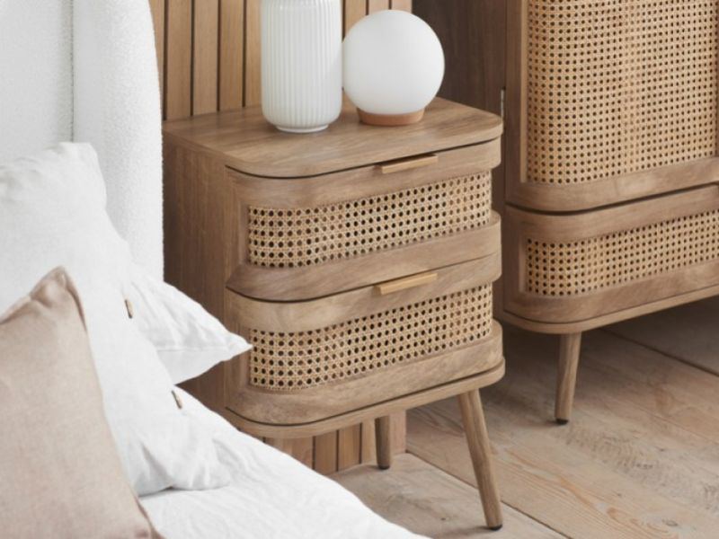 Birlea Noah Rattan 2 Drawer Bedside