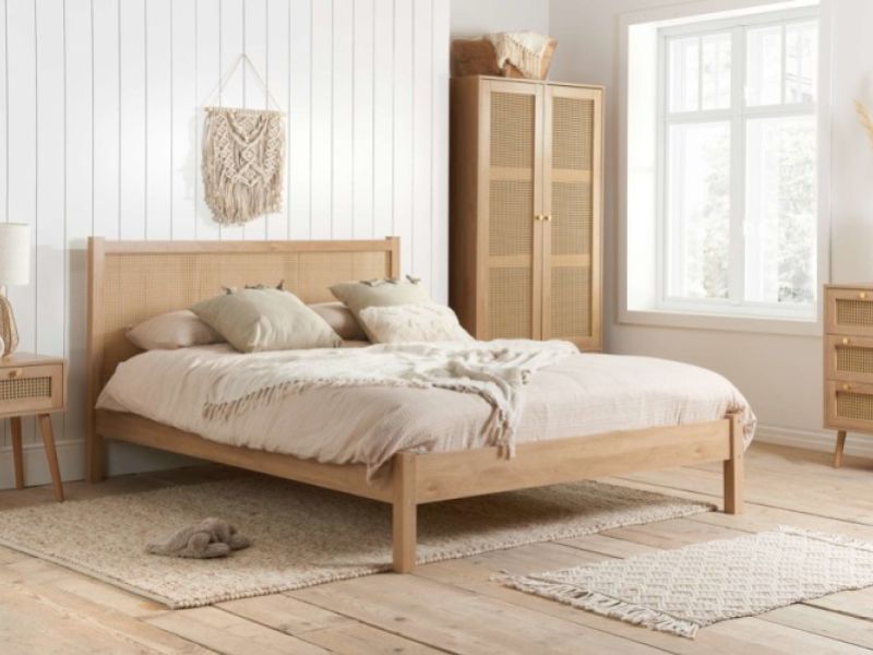 Birlea Croxley Rattan And Oak Finish 5 Drawer Chest