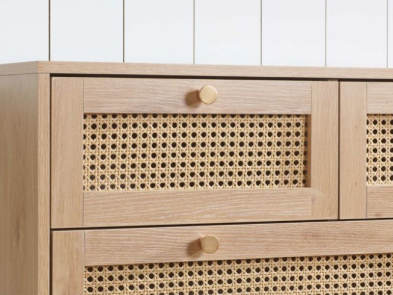 Birlea Croxley Rattan And Oak Finish 5 Drawer Chest