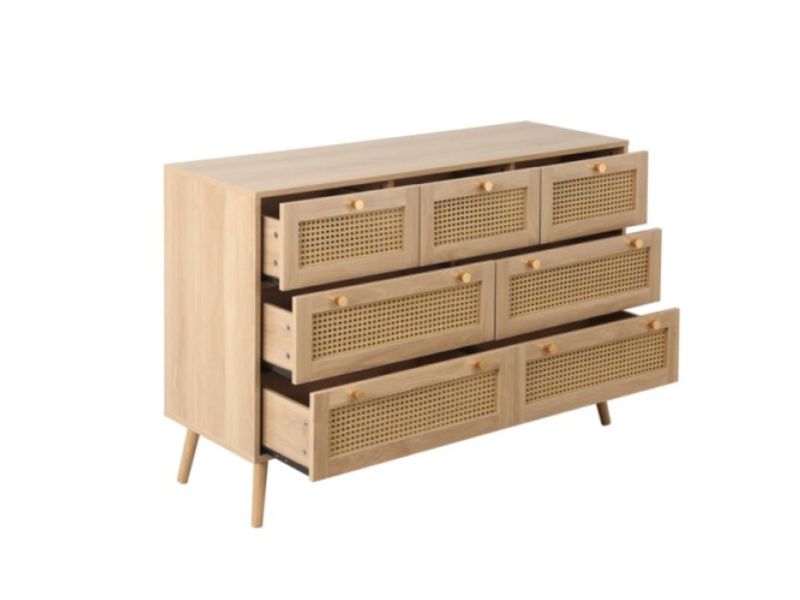 Birlea Croxley Rattan And Oak Finish 5 Drawer Chest