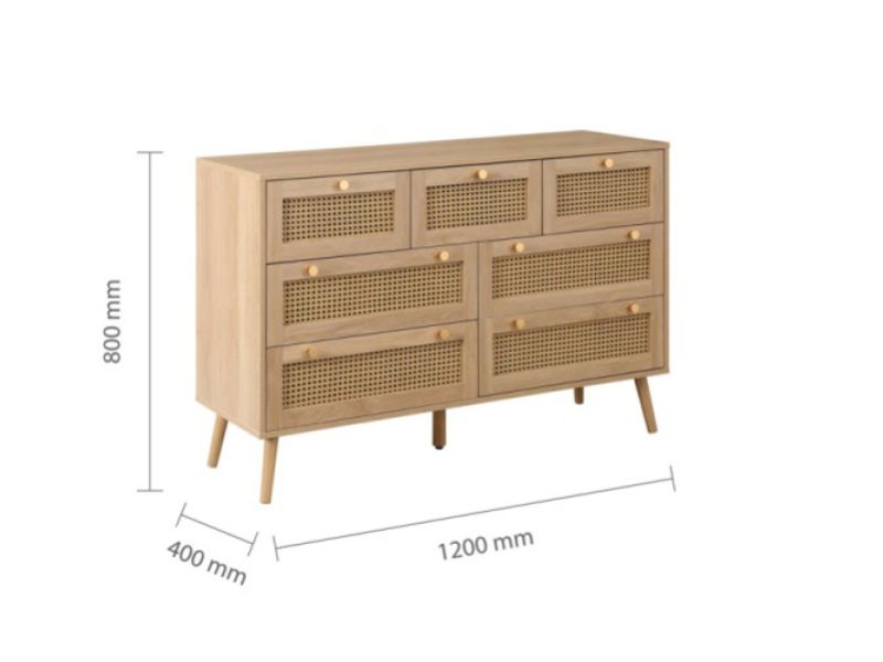 Birlea Croxley Rattan And Oak Finish 5 Drawer Chest
