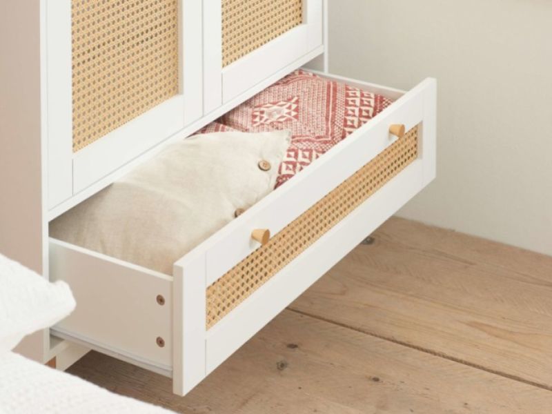 Birlea Croxley Rattan And White Finish 2 Door 1 Drawer Wardrobe