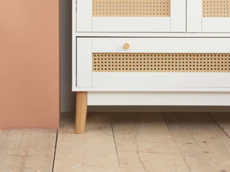 Birlea Croxley Rattan And White Finish 2 Door 1 Drawer Wardrobe
