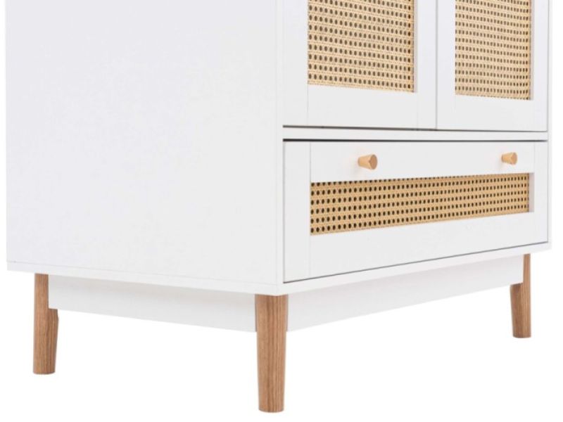 Birlea Croxley Rattan And White Finish 2 Door 1 Drawer Wardrobe
