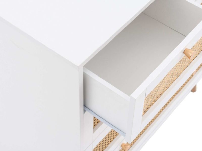 Birlea Croxley Rattan And White Finish 5 Drawer Chest