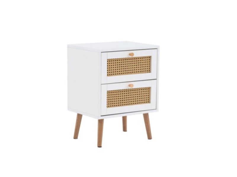 Birlea Croxley Rattan And White Finish 2 Drawer Bedside
