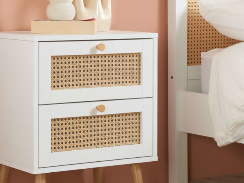 Birlea Croxley Rattan And White Finish 2 Drawer Bedside