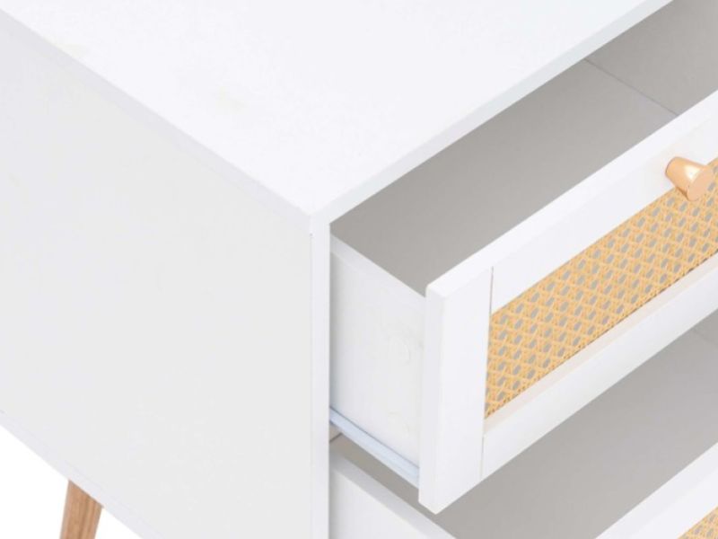 Birlea Croxley Rattan And White Finish 2 Drawer Bedside