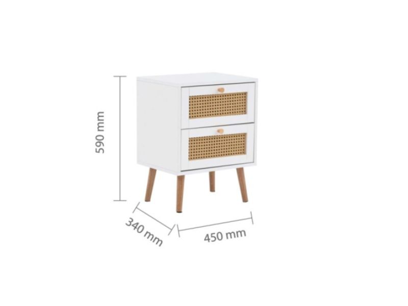 Birlea Croxley Rattan And White Finish 2 Drawer Bedside