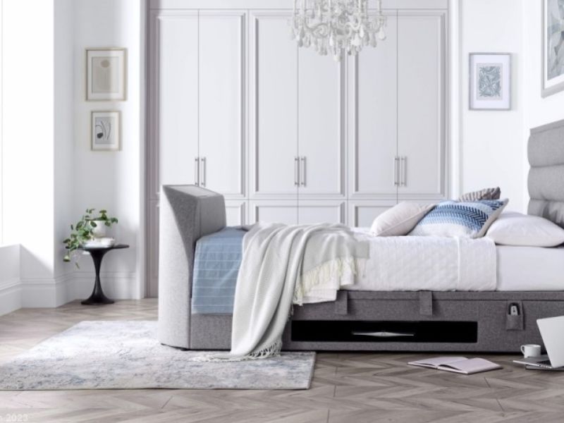 Kaydian Kirkley 4ft6 Double Marbella Grey Fabric Ottoman TV Bed