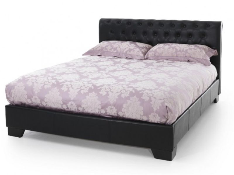 Serene Roma 4ft Small Double Black Faux Leather Bed Frame