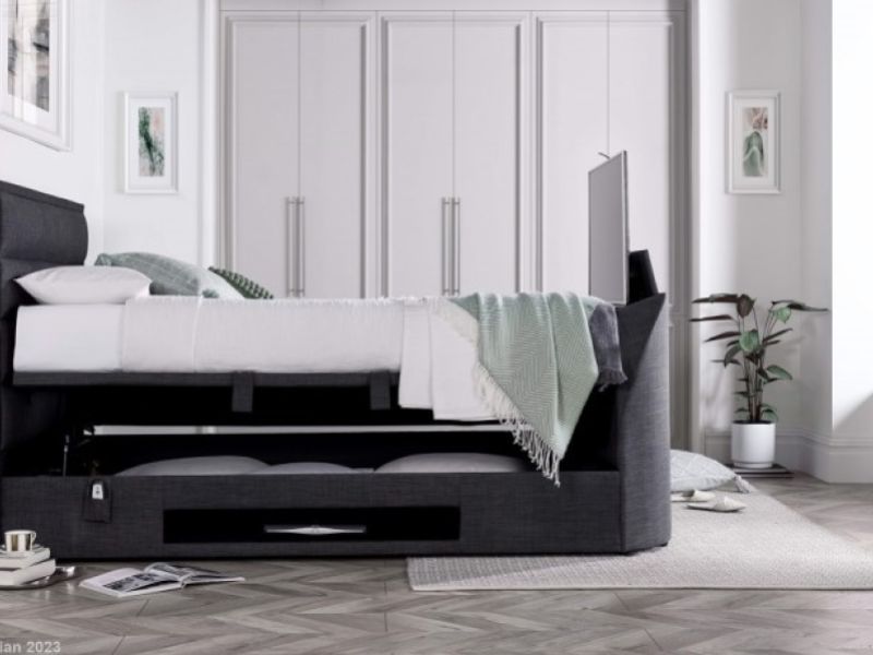 Kaydian Kirkley 4ft6 Double Slate Grey Fabric Ottoman TV Bed