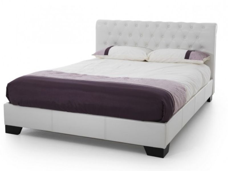 White Faux Leather Bed Frame, Leather Bed Frame Double