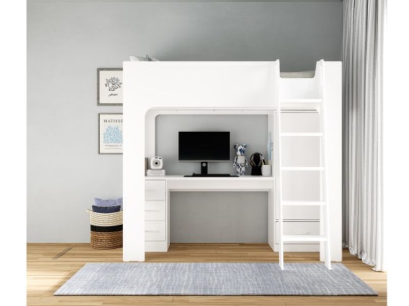 Flintshire Eden White Wooden High Sleeper Bed