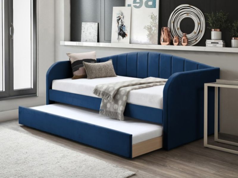 Flintshire Blue Fabric Day Bed With trundle