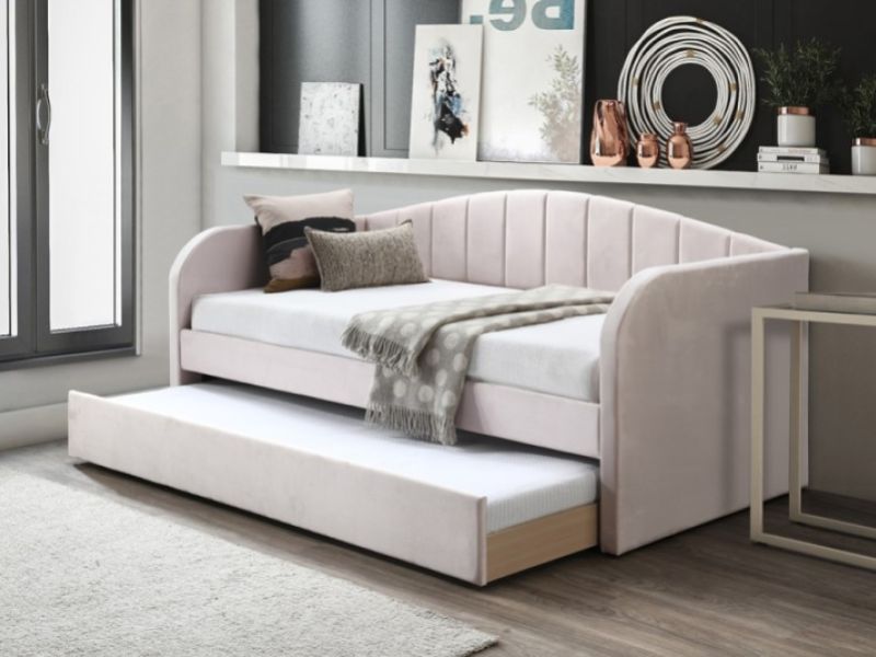 Flintshire Pink Fabric Day Bed With trundle