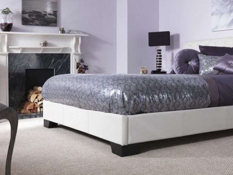 Serene Roma 4ft6 Double White Faux Leather Bed Frame