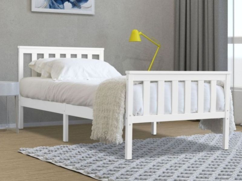 Flintshire Marnel 3ft Single White Wooden Bed Frame