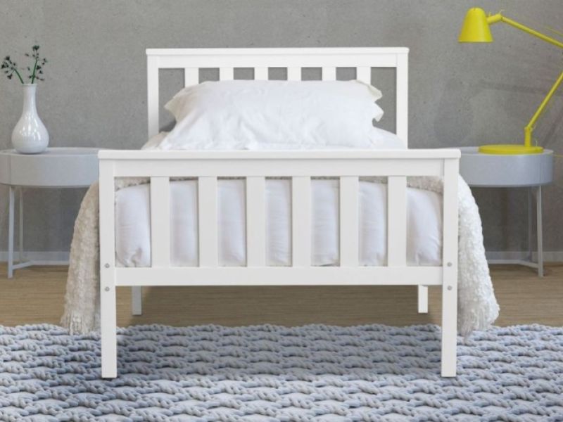 Flintshire Marnel 3ft Single White Wooden Bed Frame