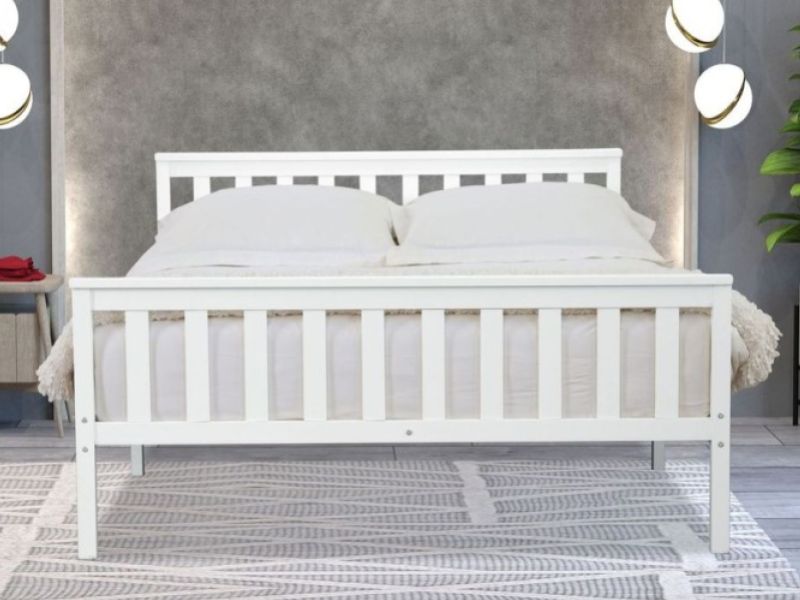 Flintshire Marnel 4ft Small Double White Wooden Bed Frame